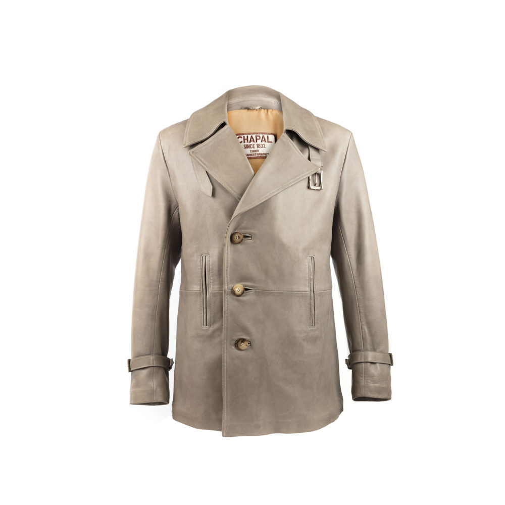 Caban 3/4 - Cuir glacé gris