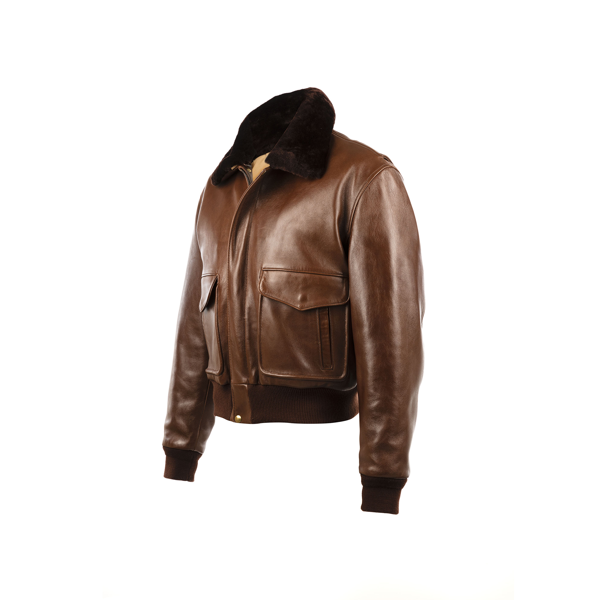USAAF Jacket - Glossy leather - Brown color