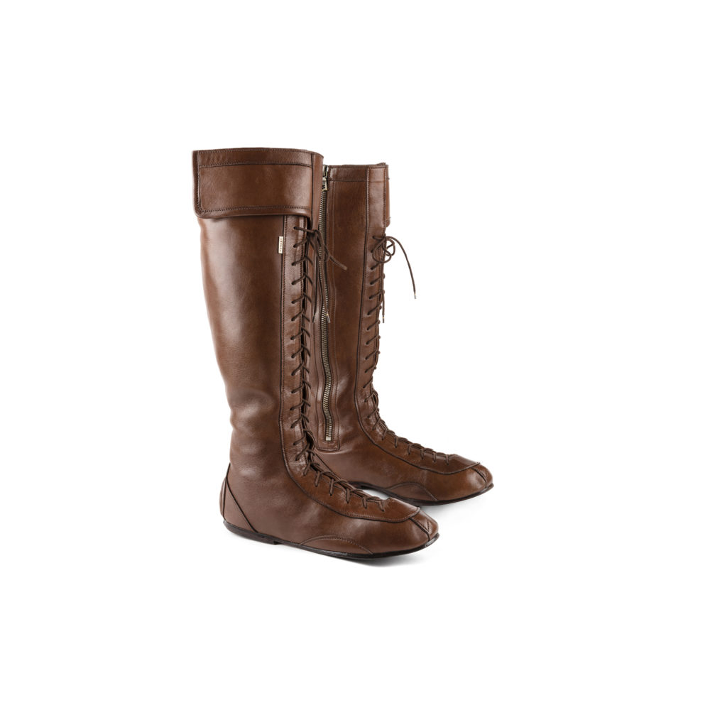 Pilot 60's High Boots - Glossy leather - Brown color