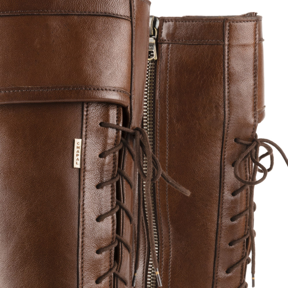 Pilot 60's High Boots - Glossy leather - Brown color