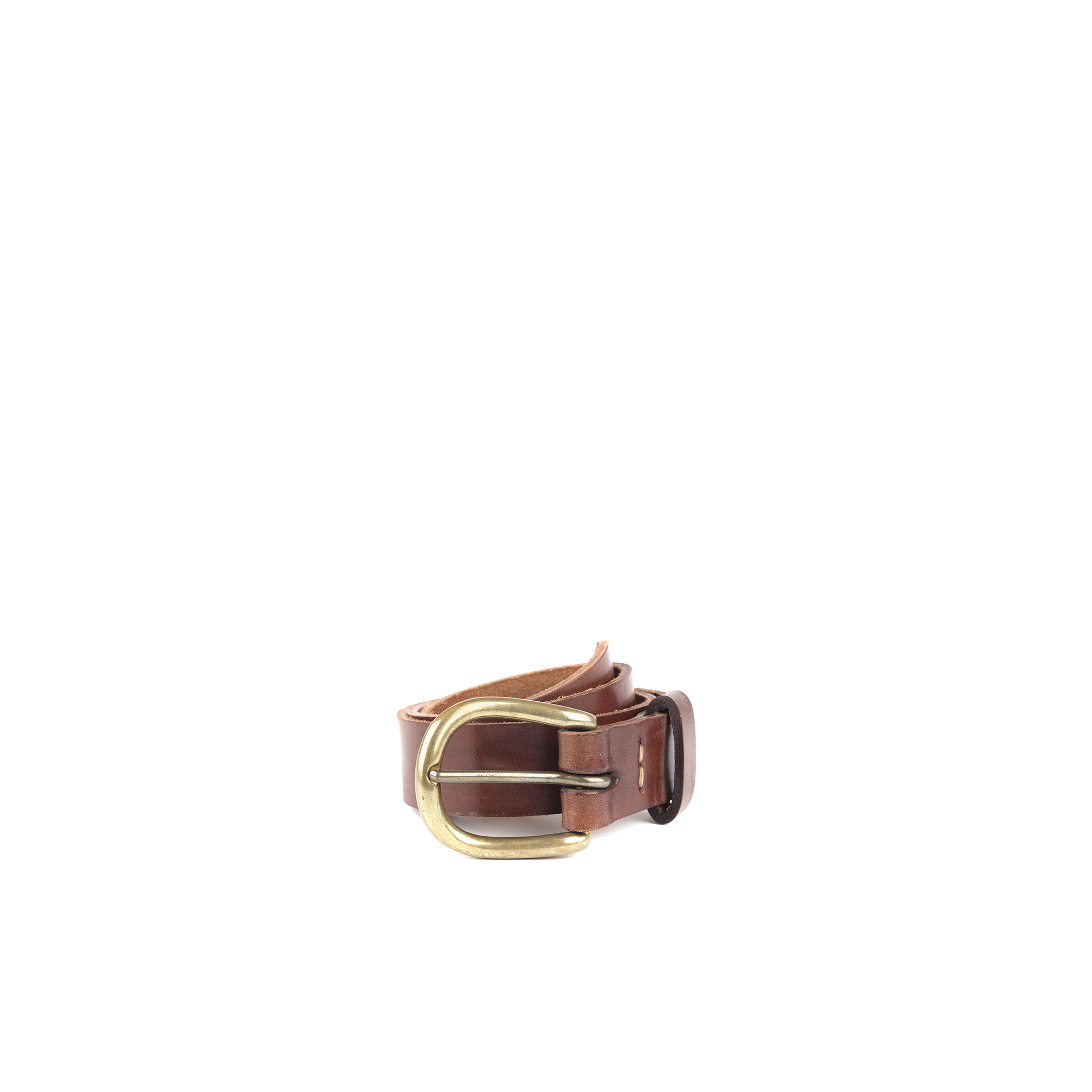Brass Buckle Belt - Vegetable tanned leather - Brown color