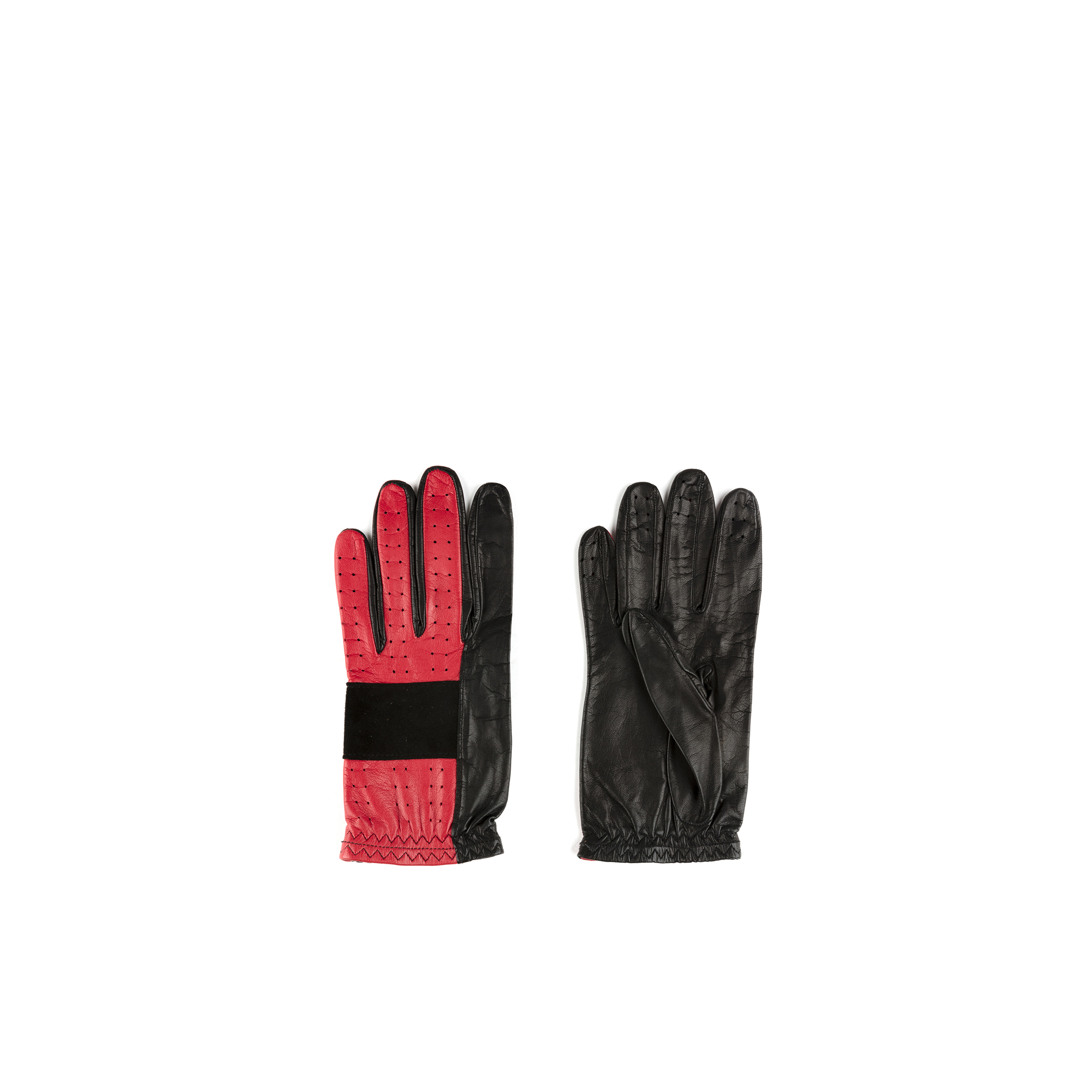 Red & Black Gloves - Kid leather - red and black colors