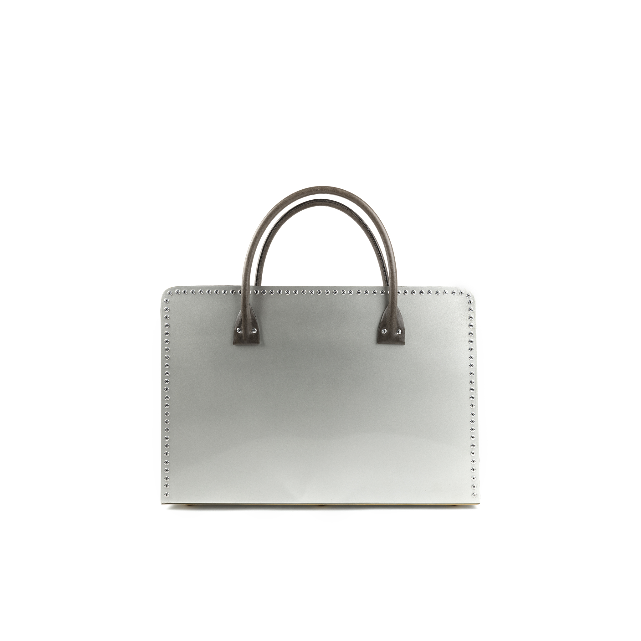 Carpart Briefcase - Aluminium and glossy leather