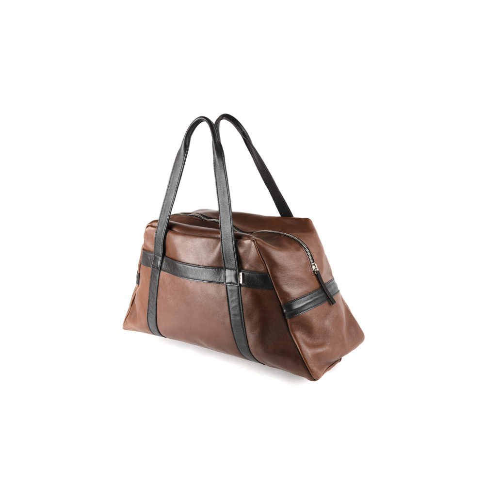 Soft Bag - Glossy leather - Black and brown colors
