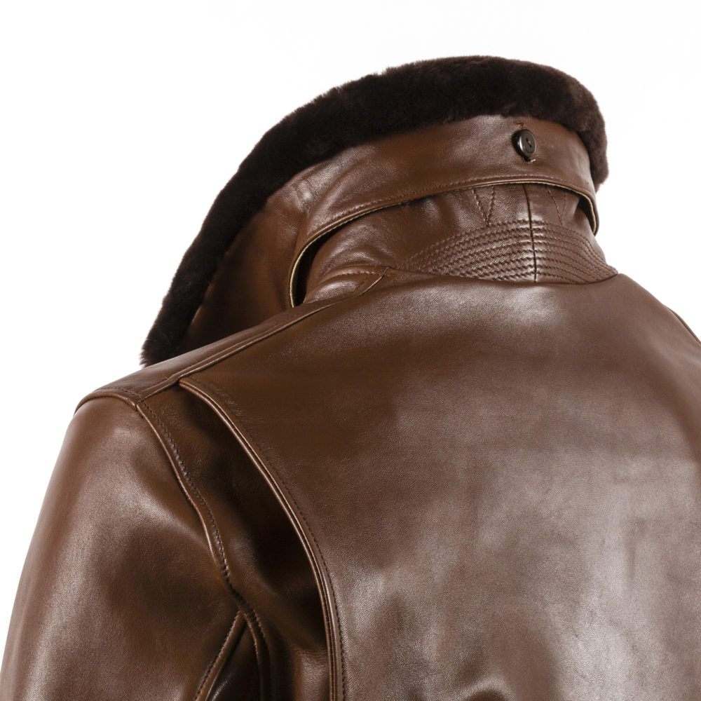 G1 jacket - Glossy leather - Brown color