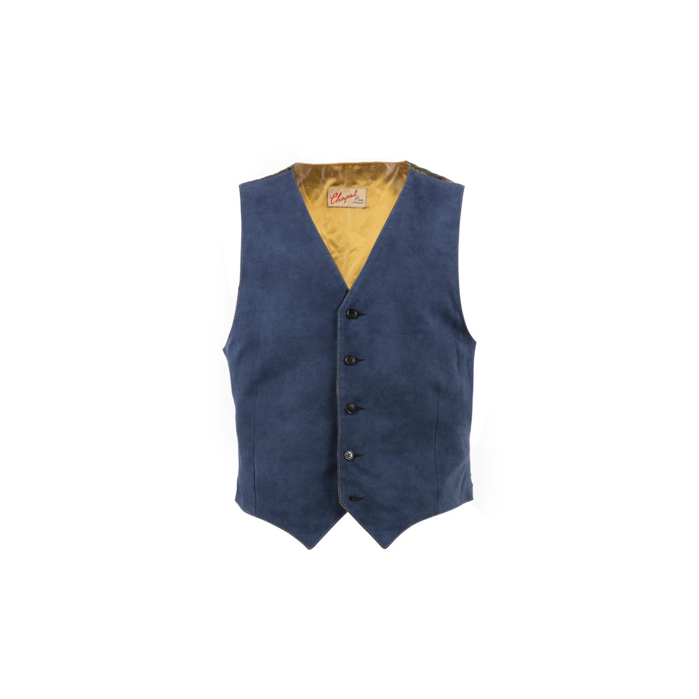 Waistcoat - Suede leather - Blue color
