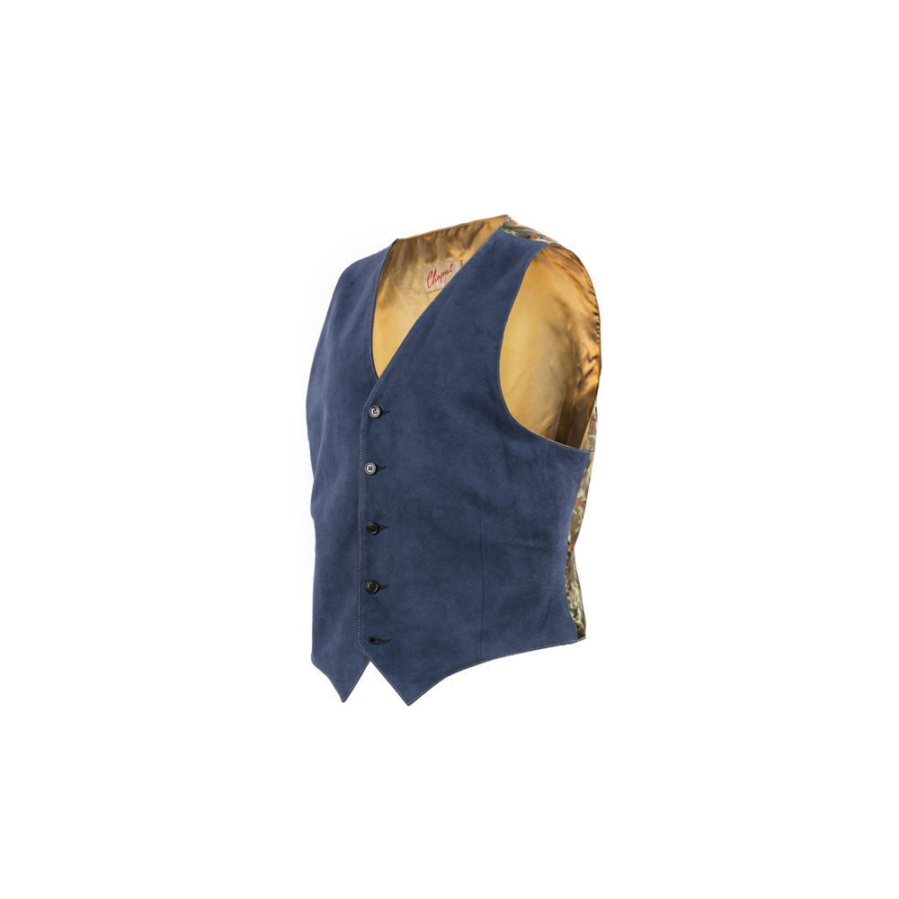 Waistcoat - Suede leather - Blue color