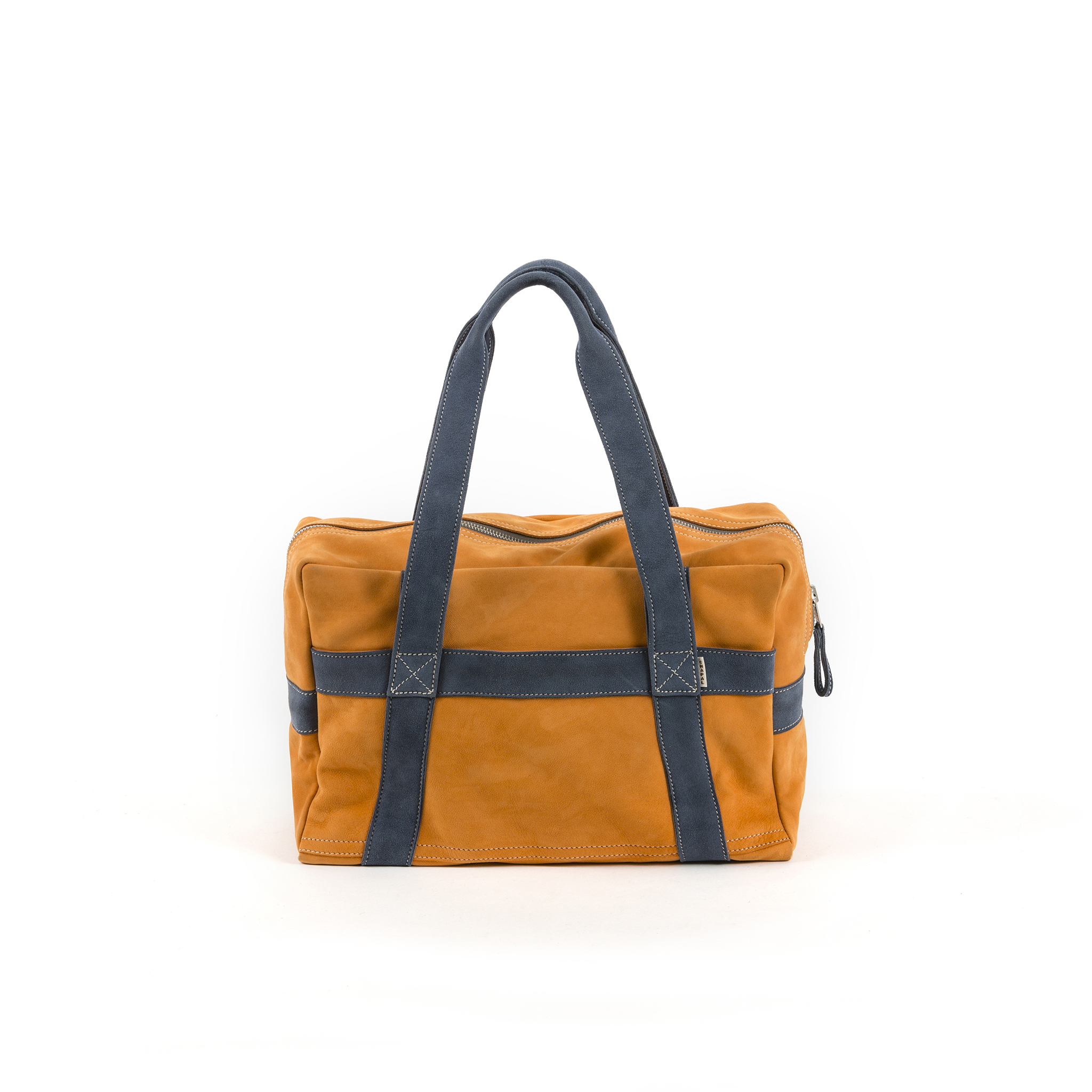 Medium Soft Bag - Suede leather - Orange and blue colors
