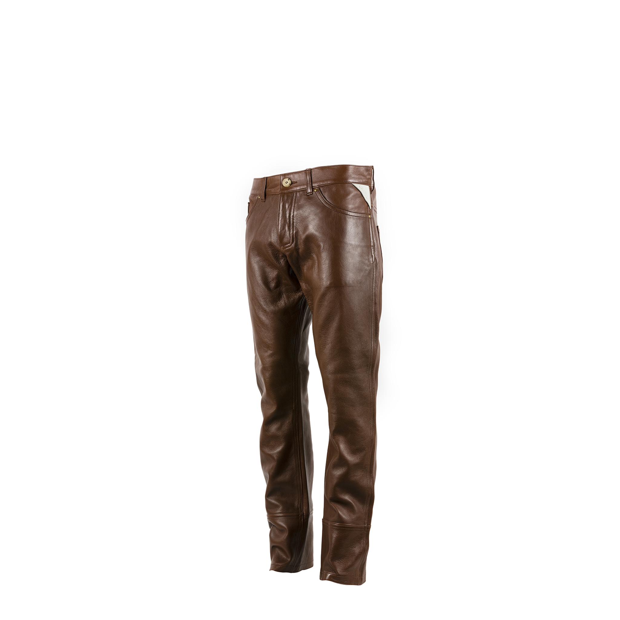 Pants 2008A - Glossy leather - Brown color