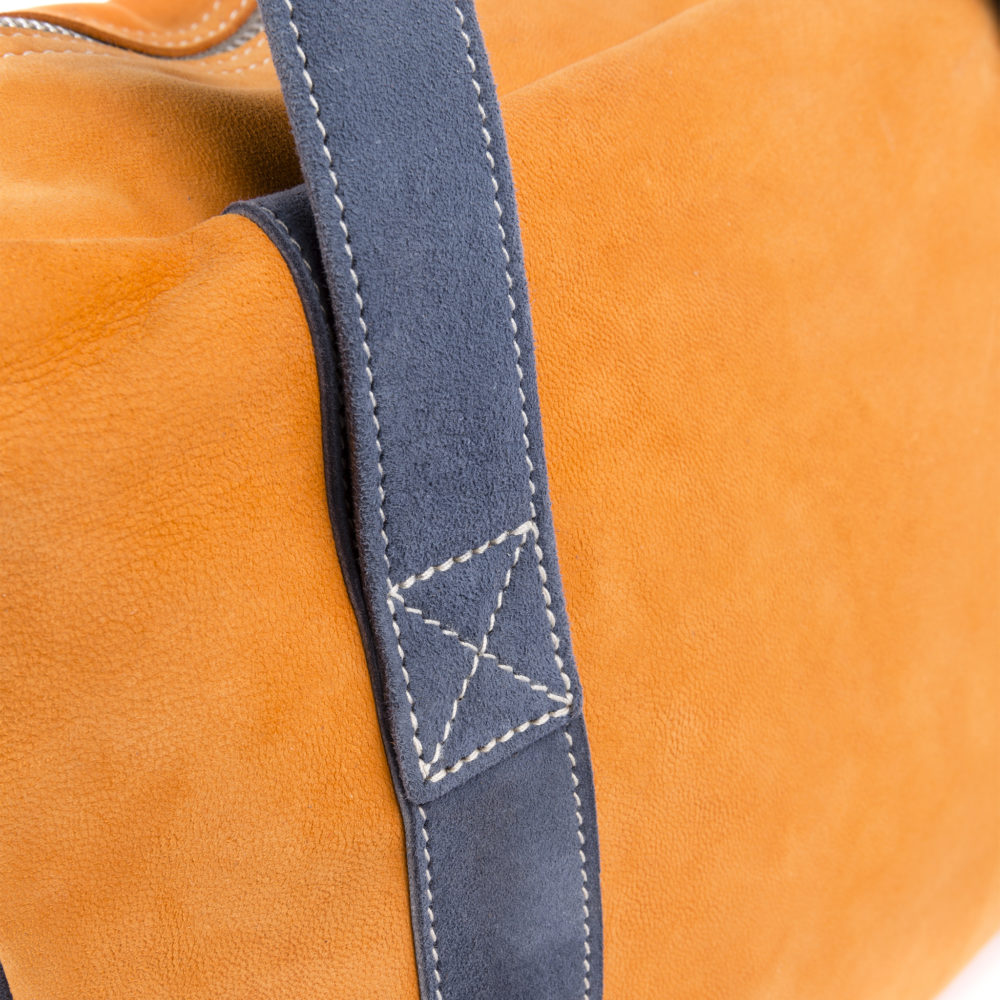 Soft Bag - Suede leather - Orange and blue colors