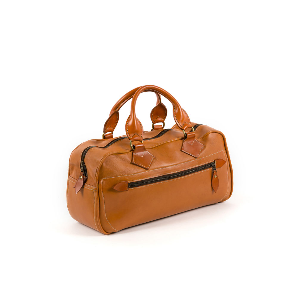 Medium Travel Bag - Glossy leather - Orange color