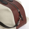 Roppongi Bag - Glossy leather - Ecru white, burgundy and charcoal grey colors