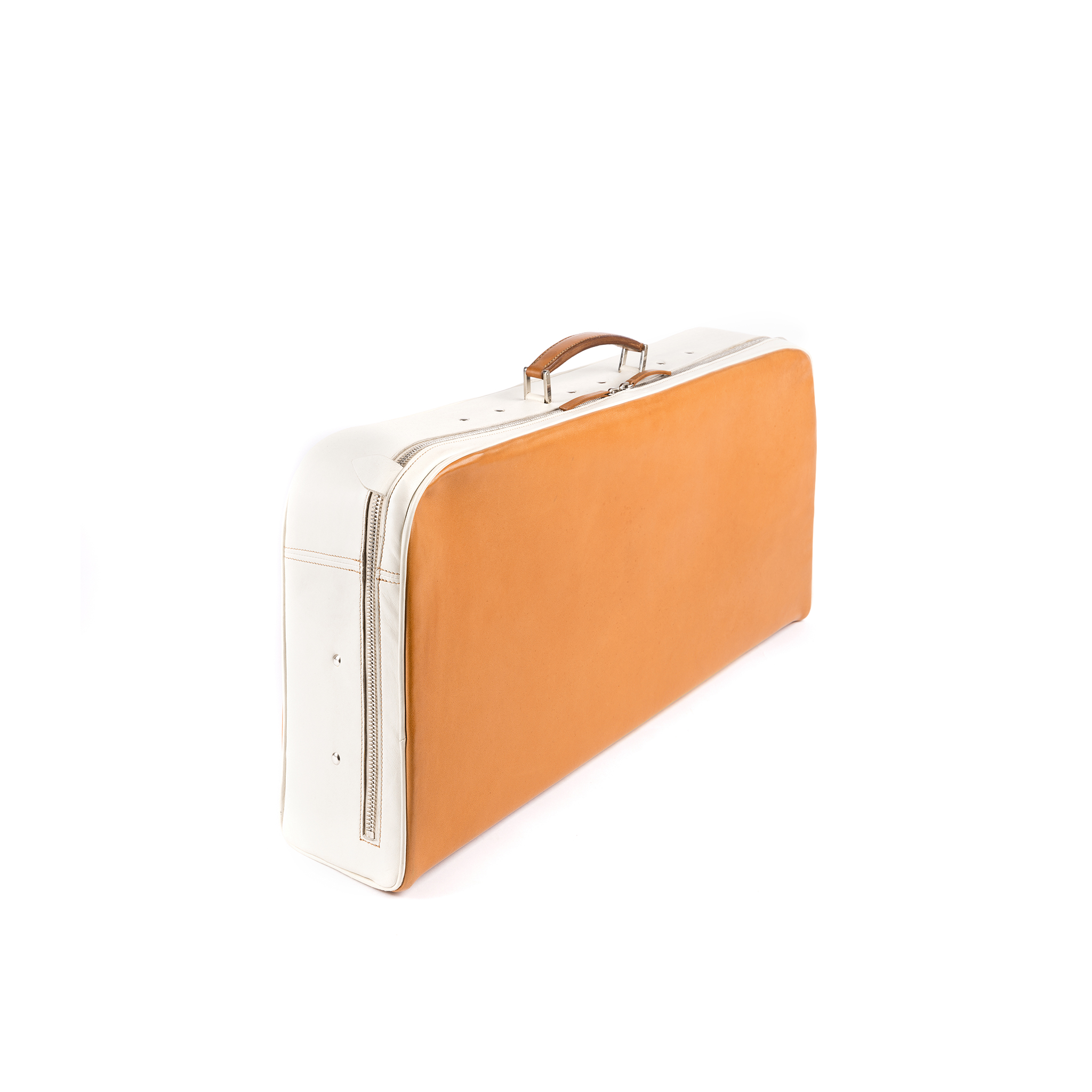 Suitcase - Glossy leather - Orange color