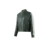 Blouson Anglais - Cuir glacé - Couleur vert bandes écrues