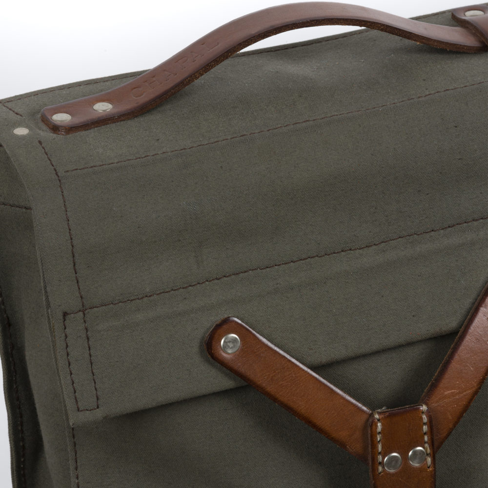 Army Box - Jute canvas and vegetable leather - Kaki and brown colors