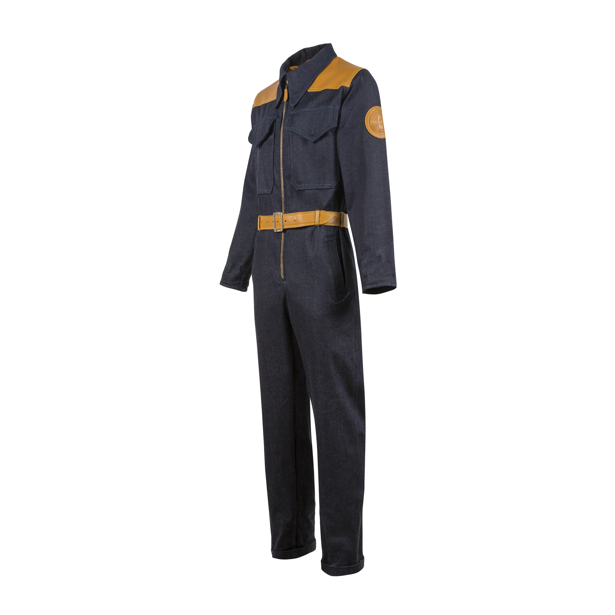 1950 Overall - Denim canvas and glossy leather - Yellow color