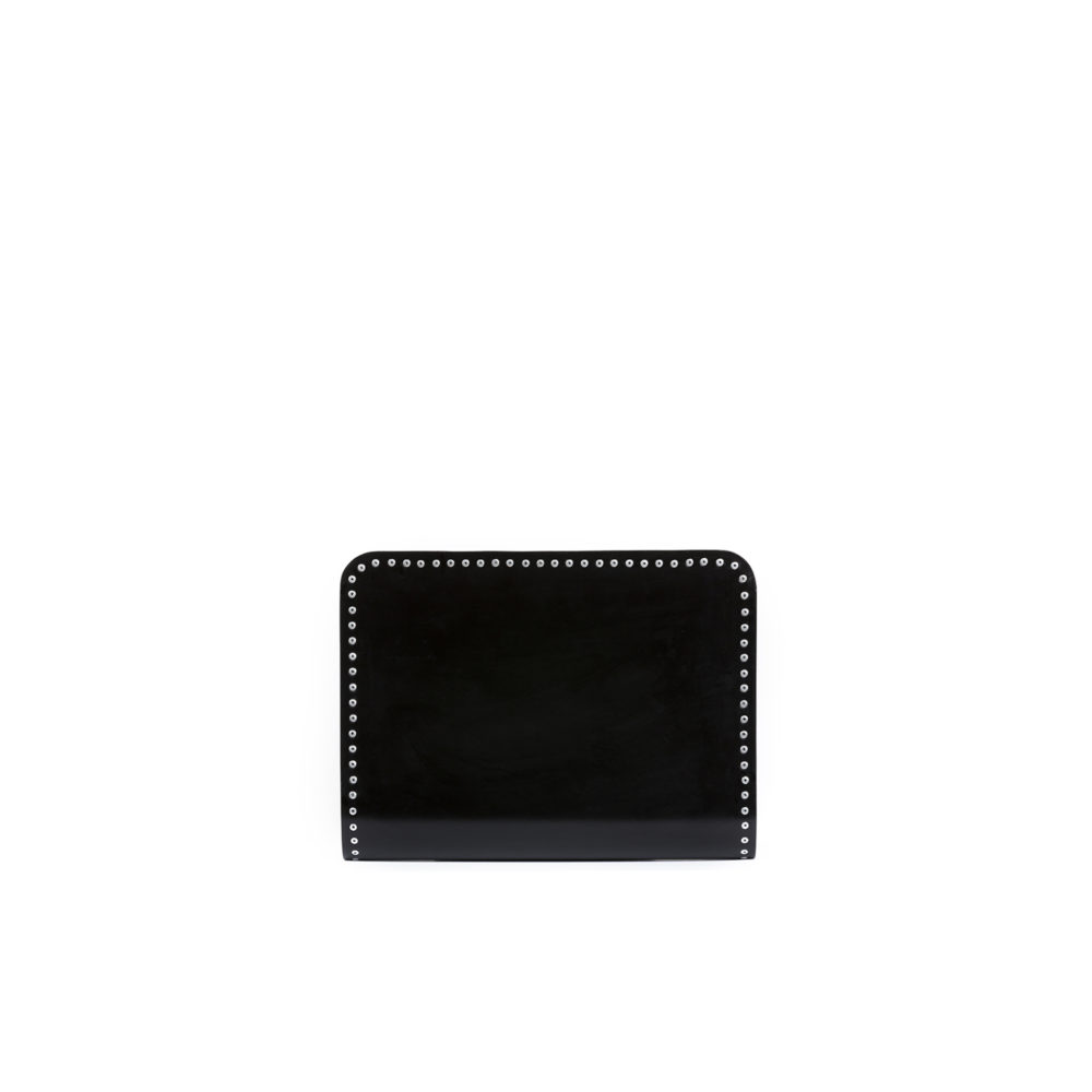 Carpart Clutch - Aluminium and glossy leather - Black color