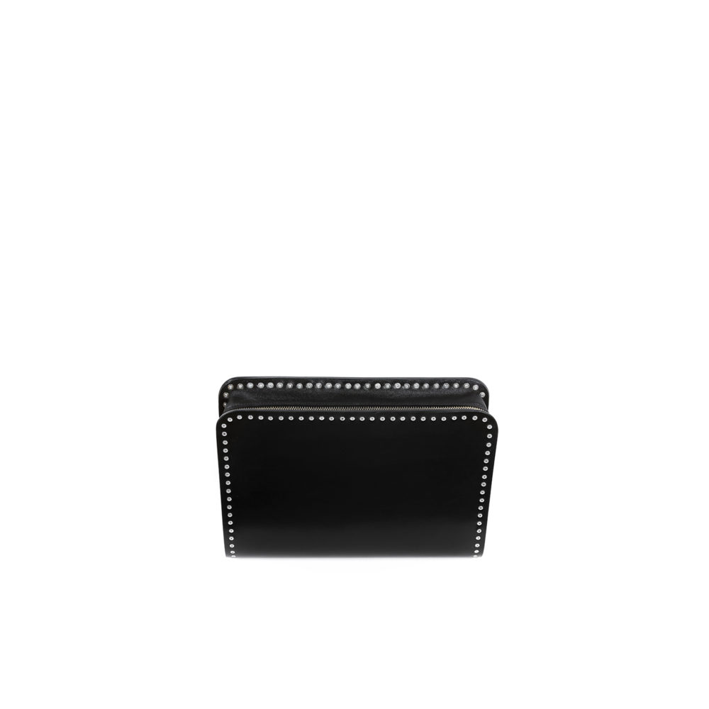 Pochette Carpart - Aluminium et cuir glacé - Couleur noir