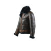 RAF Jacket - Brown varnished shearling - Petrol blue fur color