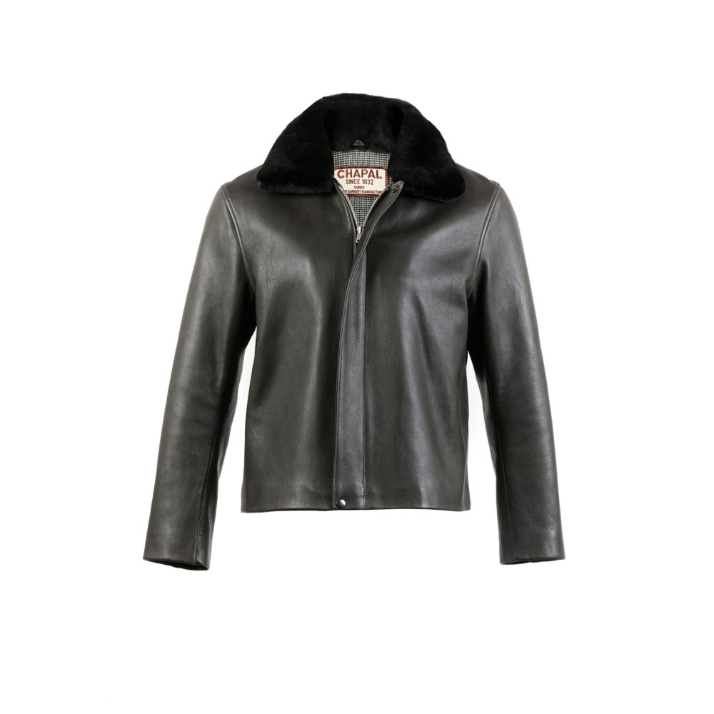Blouson Bomber - Doublure Fox Brothers - Cuir glacé anthracite