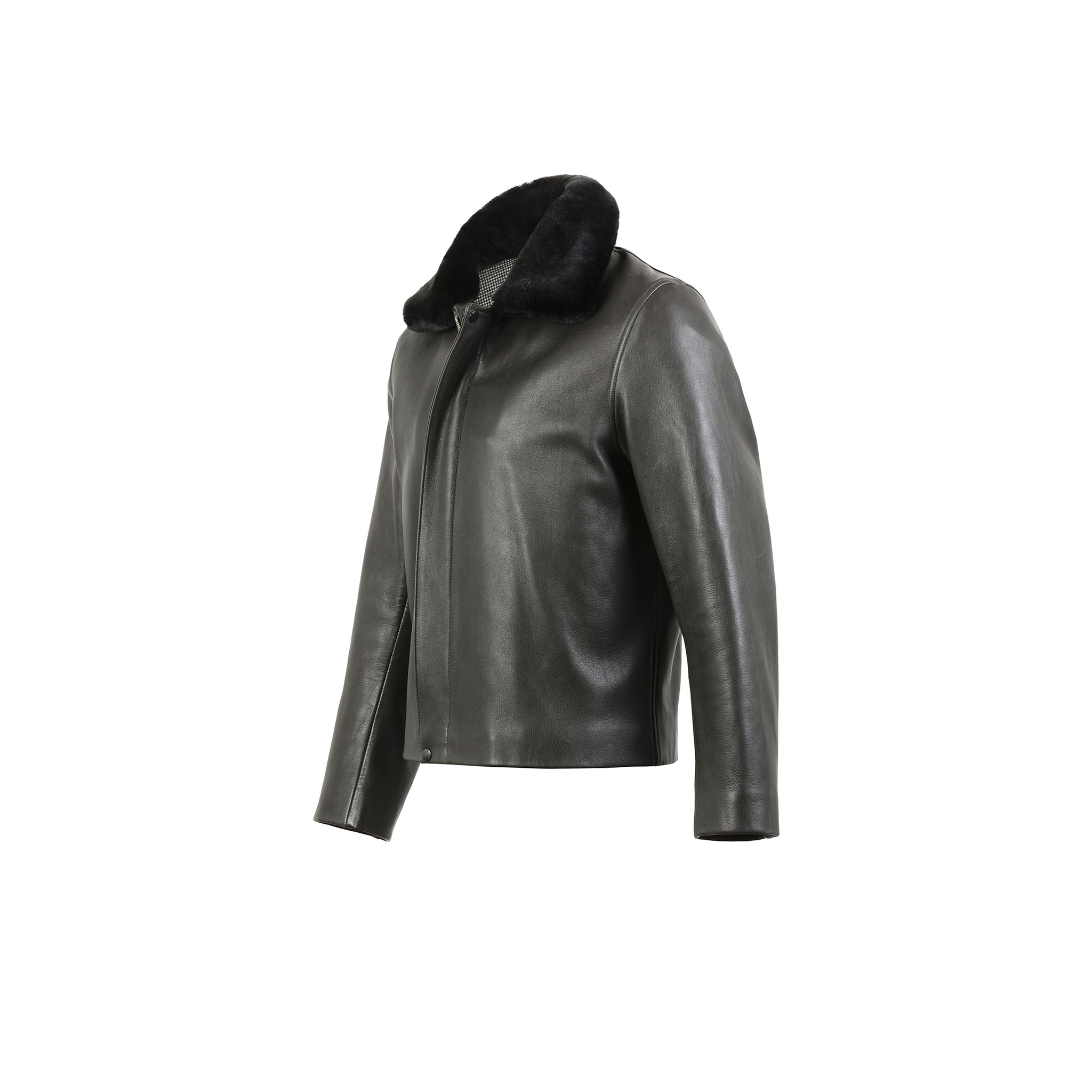 Blouson Bomber - Doublure Fox Brothers - Cuir glacé anthracite