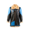 Manteau B3 3/4 - Mouton retourné verni bleu - Laine couleur champagne