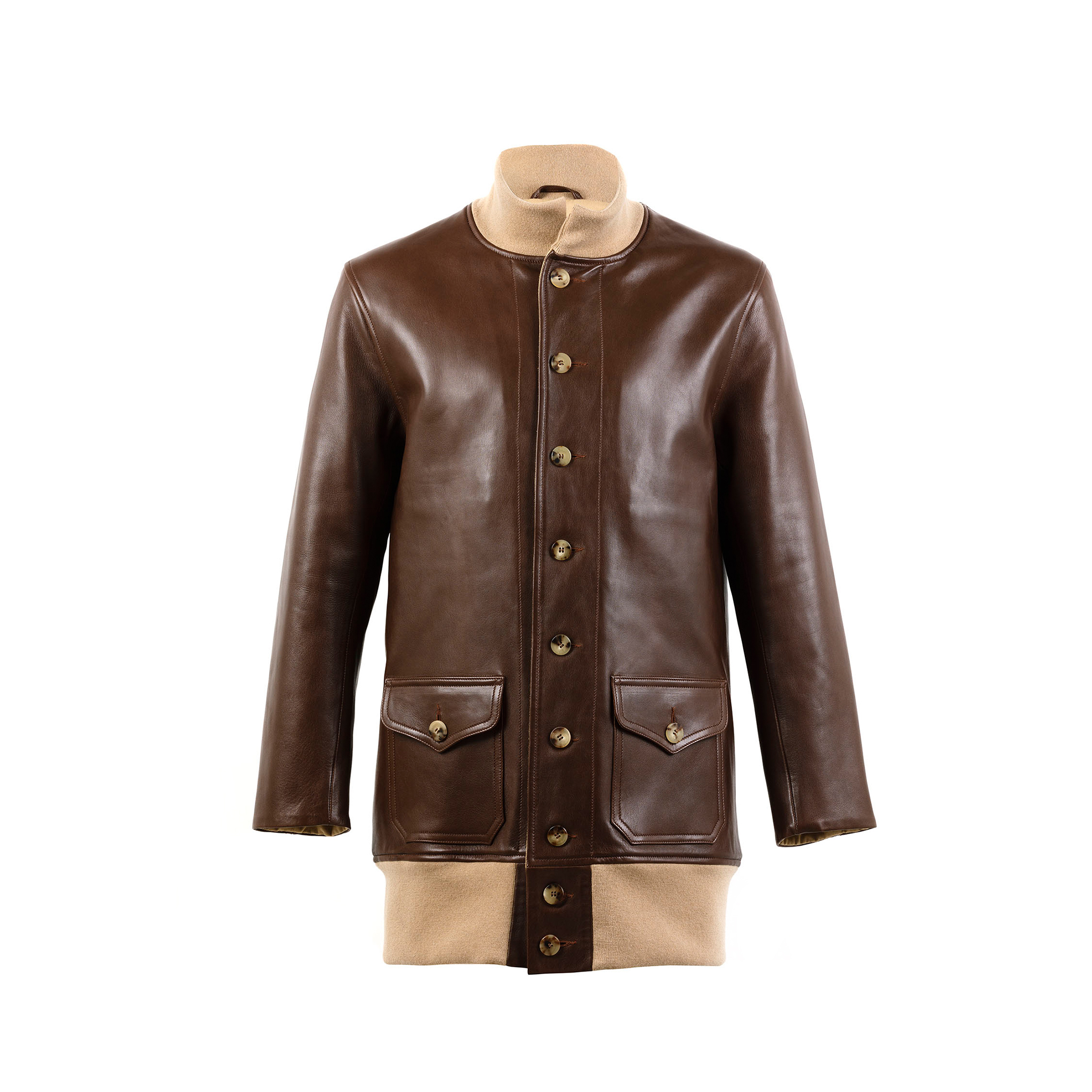 Manteau A1 3/4 - Vintage - Cuir glacé - Couleur brun