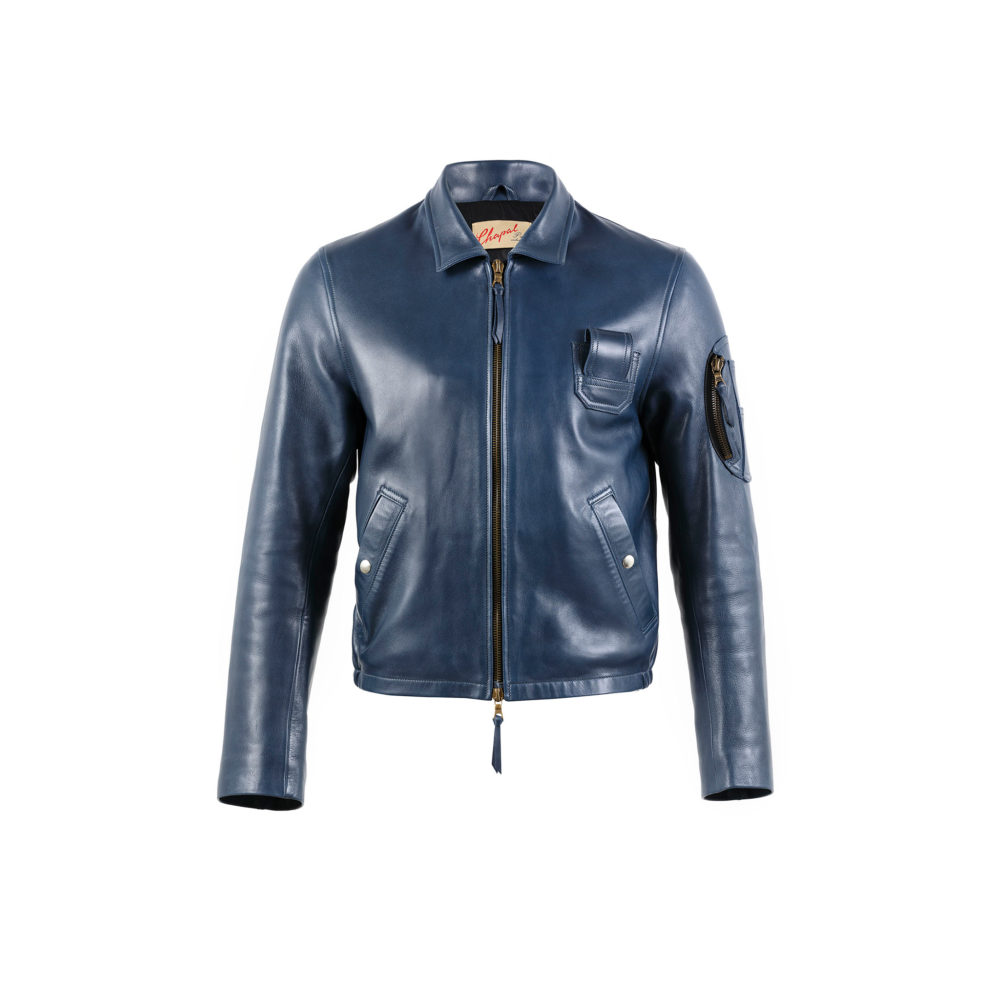 Pilote Français Jacket - Glossy leather - Blue color