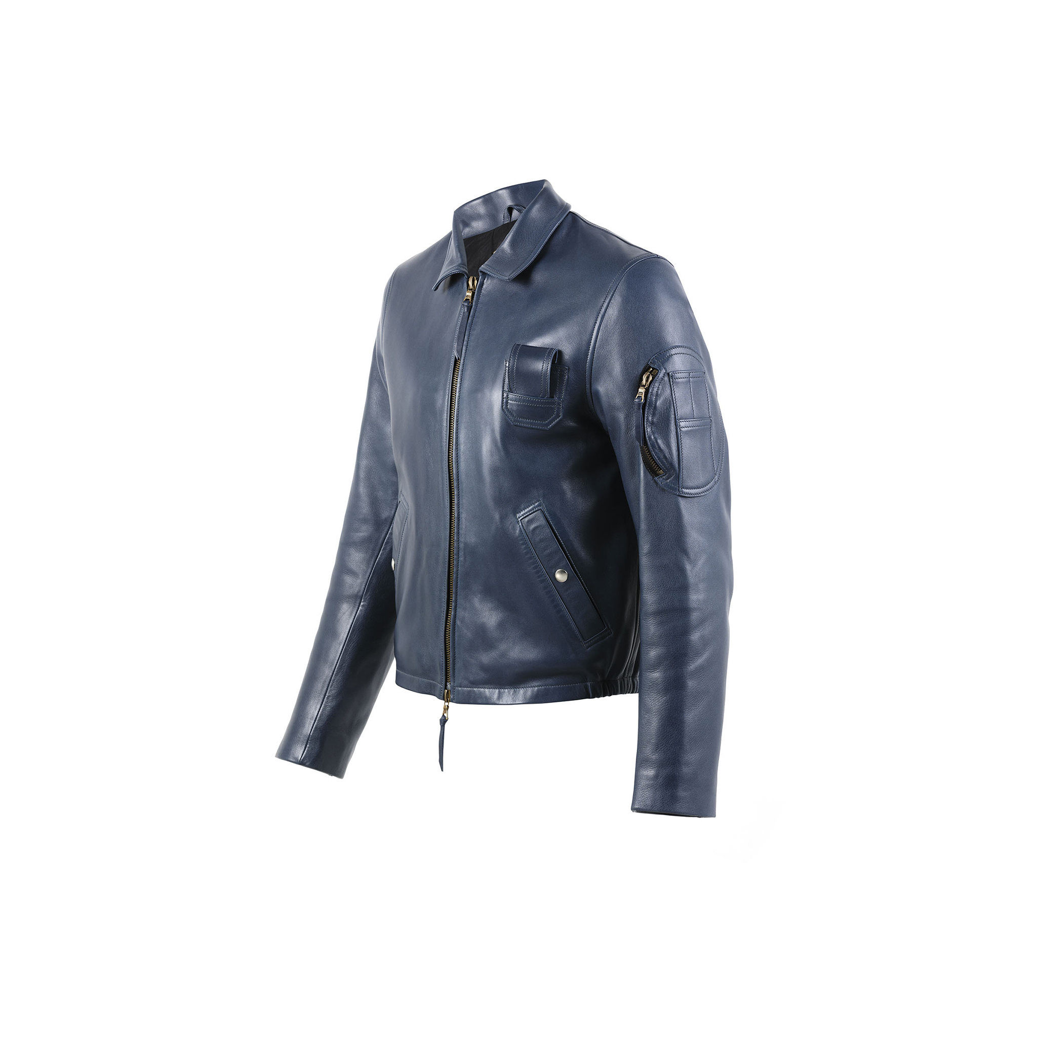 Pilote Français Jacket - Glossy leather - Blue color