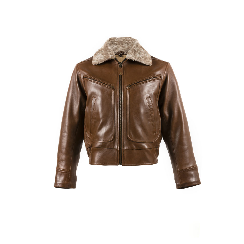 Blouson Roadster - Cuir glacé - Couleur brun