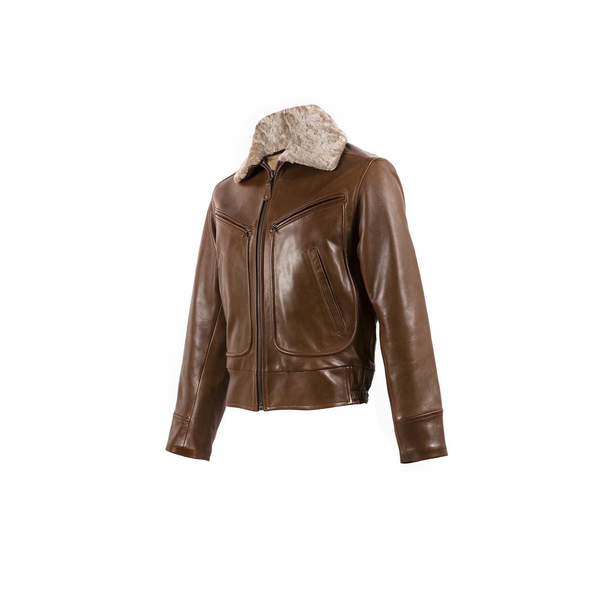 Roadster Jacket - Glossy leather - Brown color