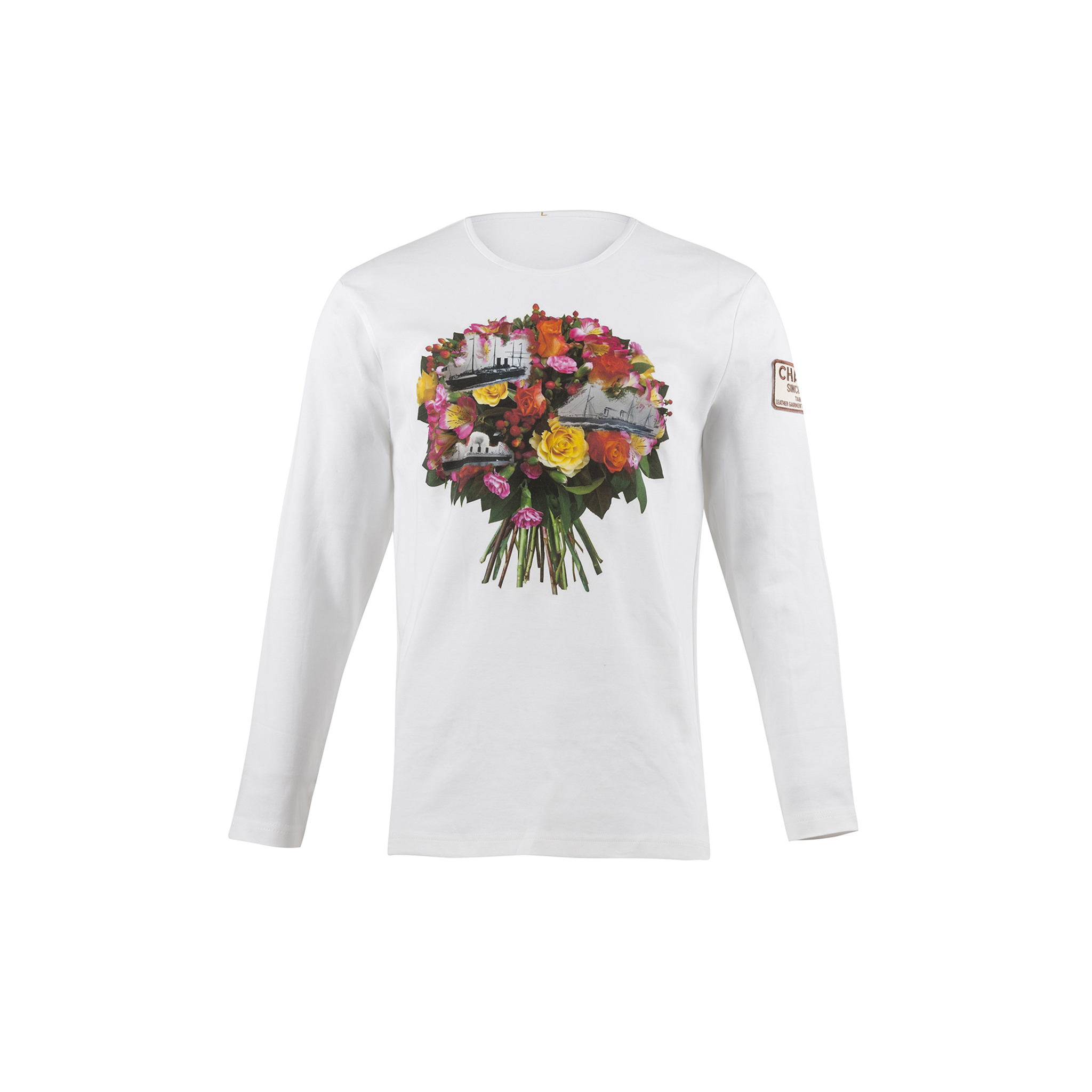 T-shirt Fleurs - Jersey de coton - Couleur blanc