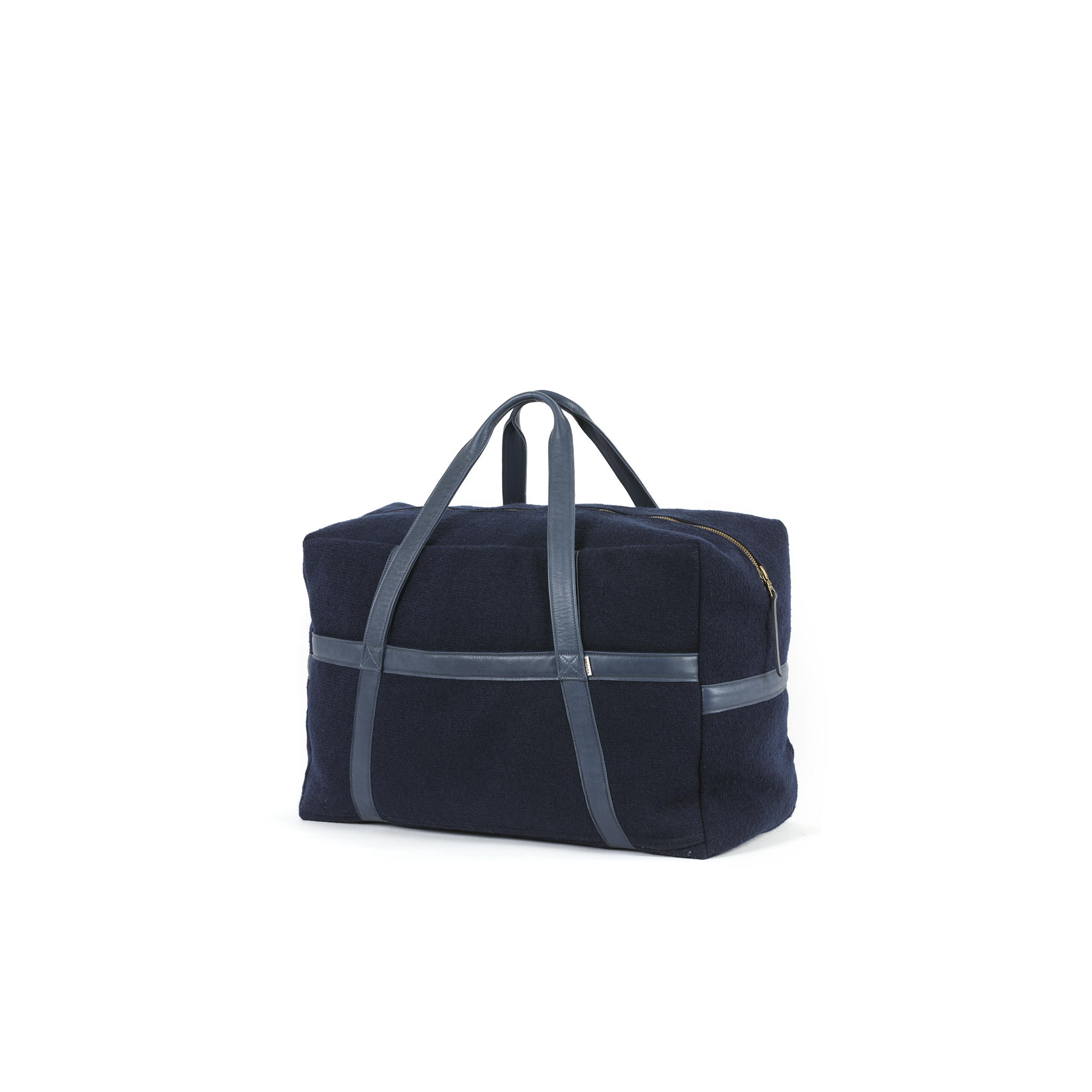 Medium Soft Bag - Merino wool and glossy leather - Blue color