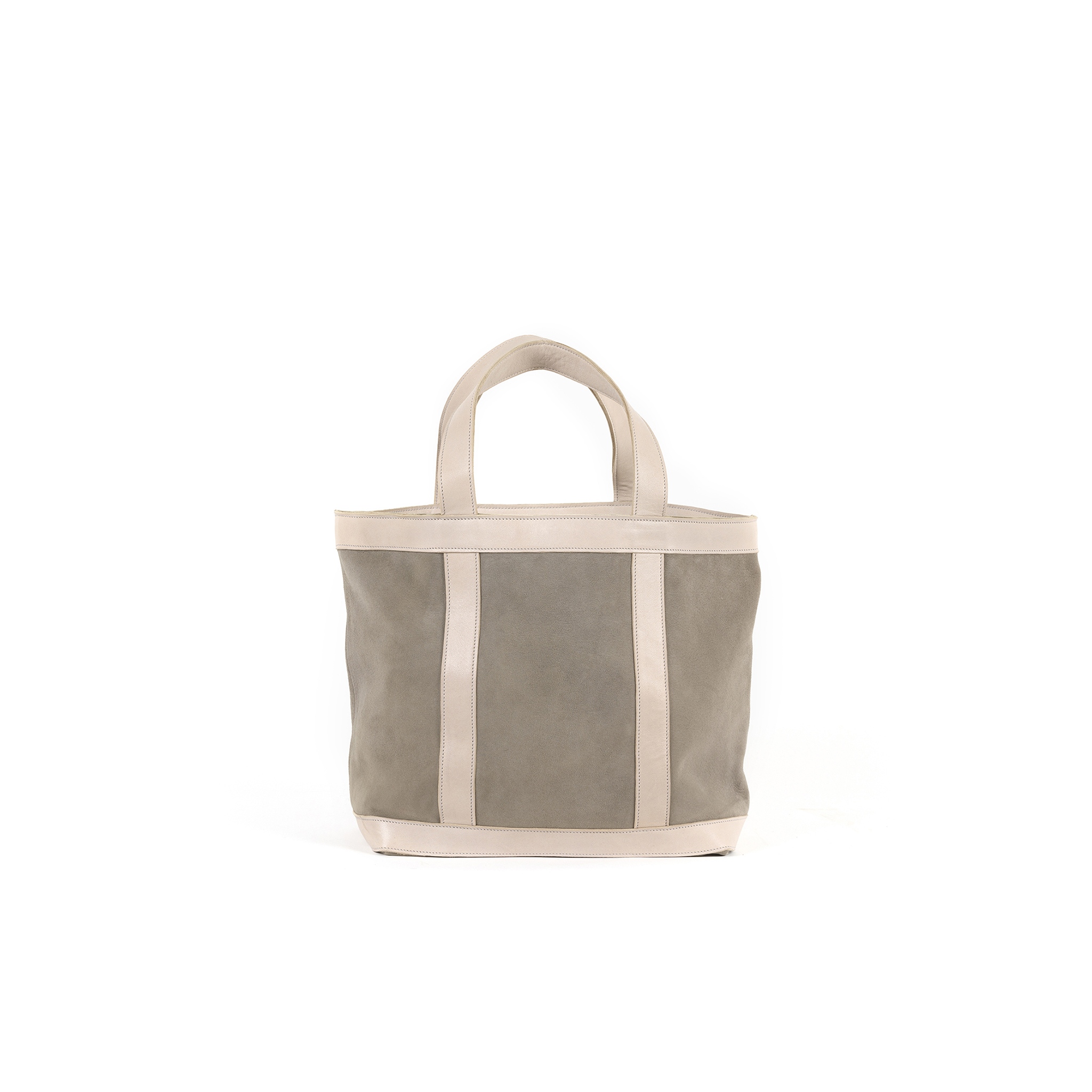 Shopping Bag - Glossy and suede leather - Grey color
