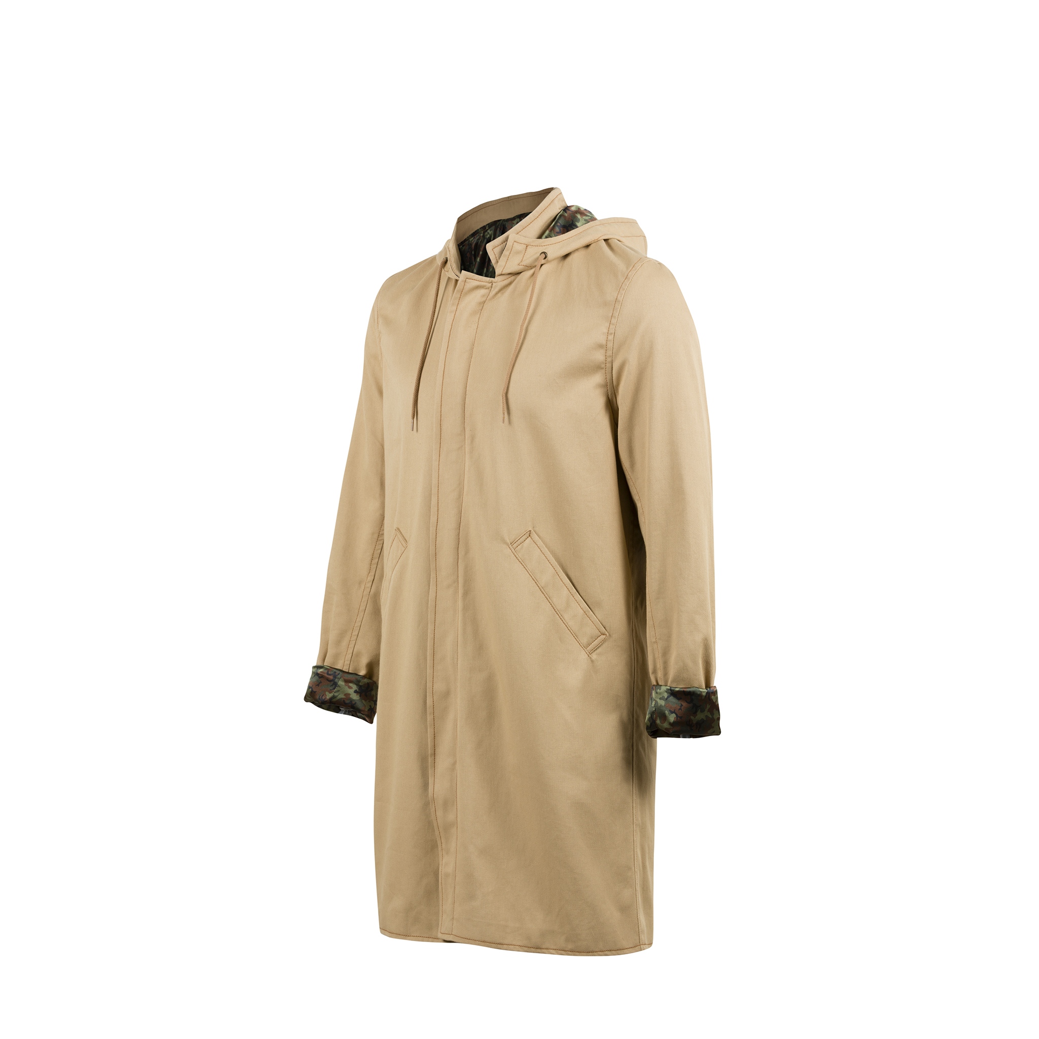 Raincoat - Camouflage lining - Cotton gabardine - Beige color