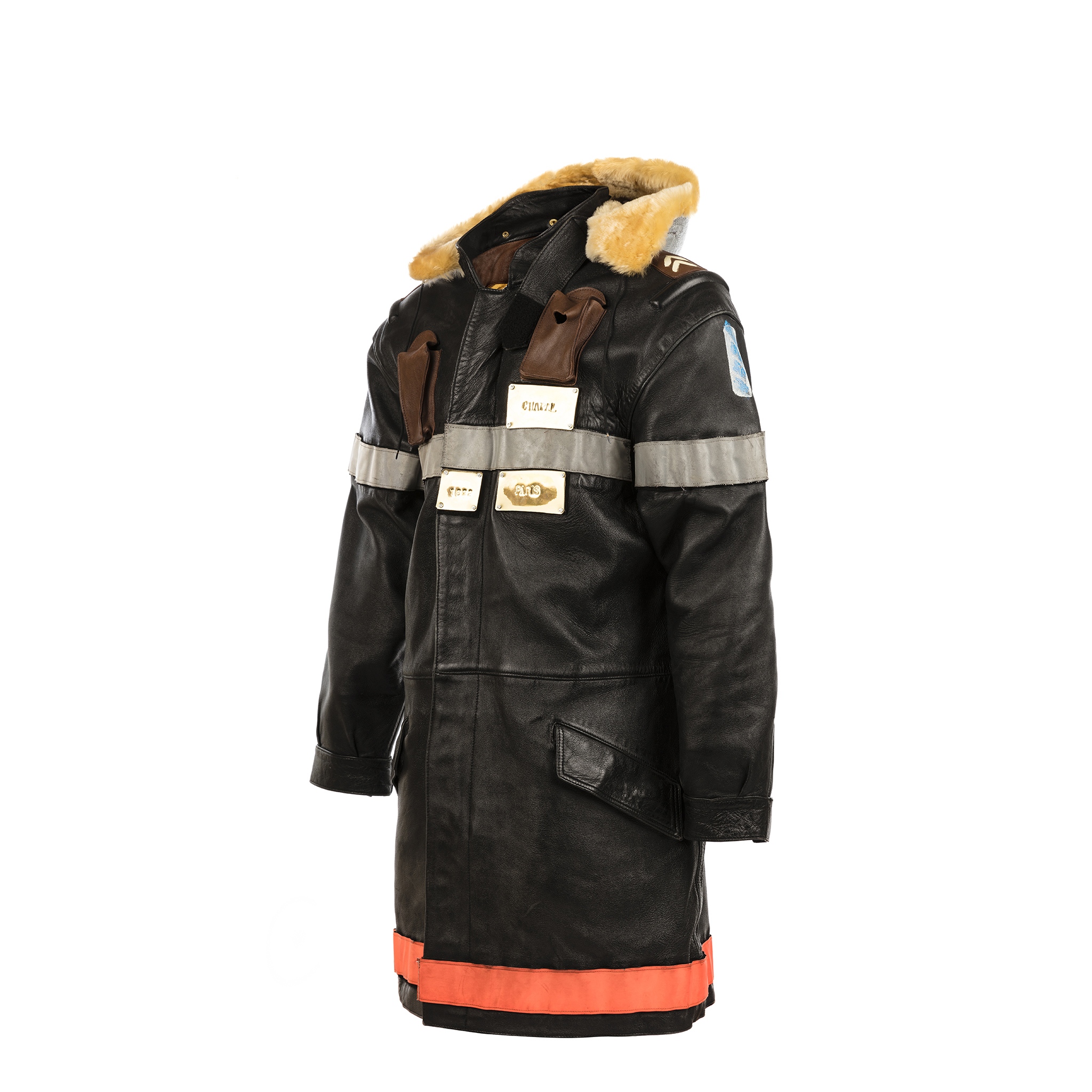 Firefighter Coat - Glossy leather - Black color