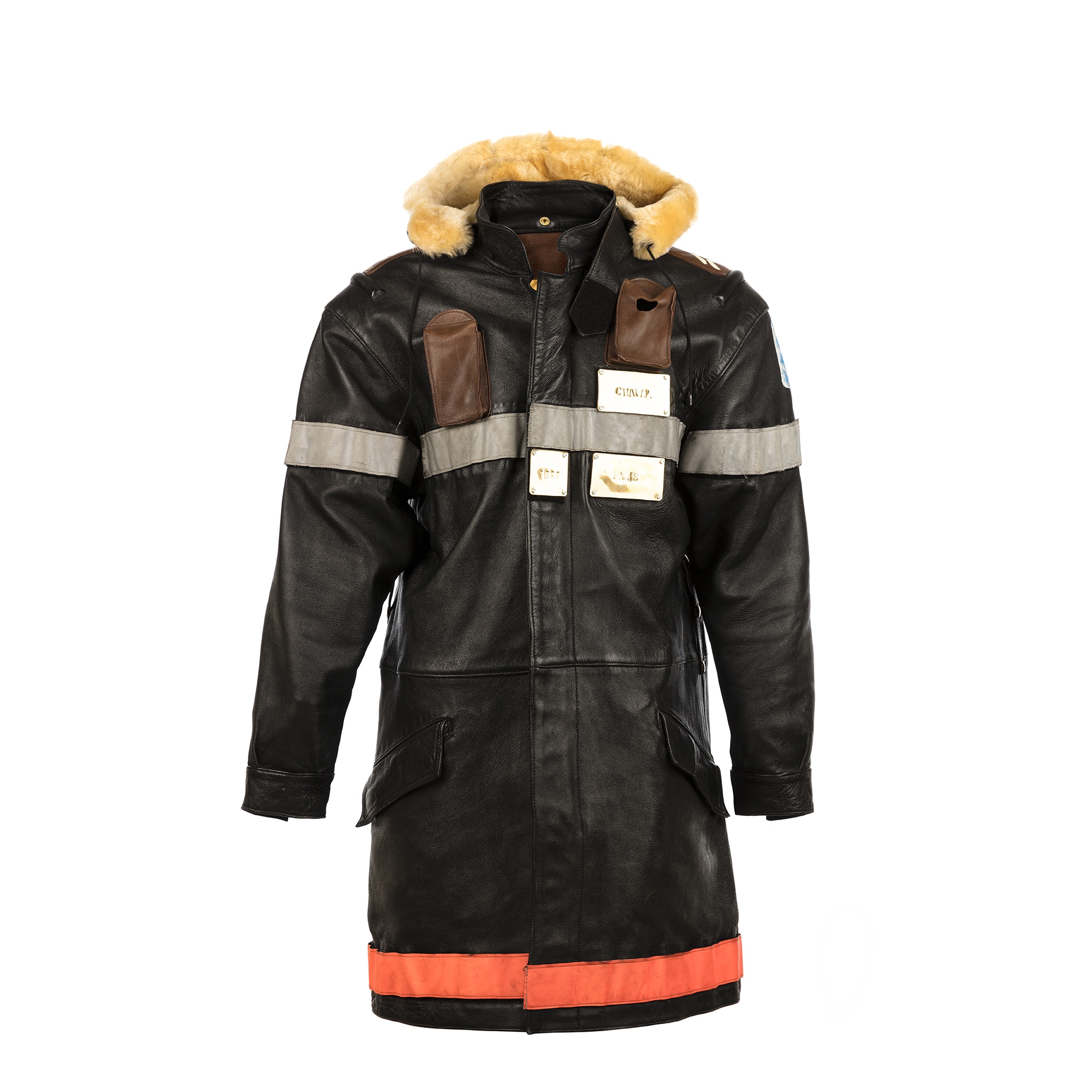 Manteau de Pompier - Cuir glacé - Couleur noir