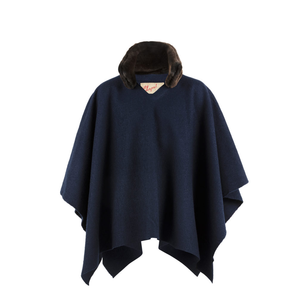 Poncho - Merino wool - Blue color