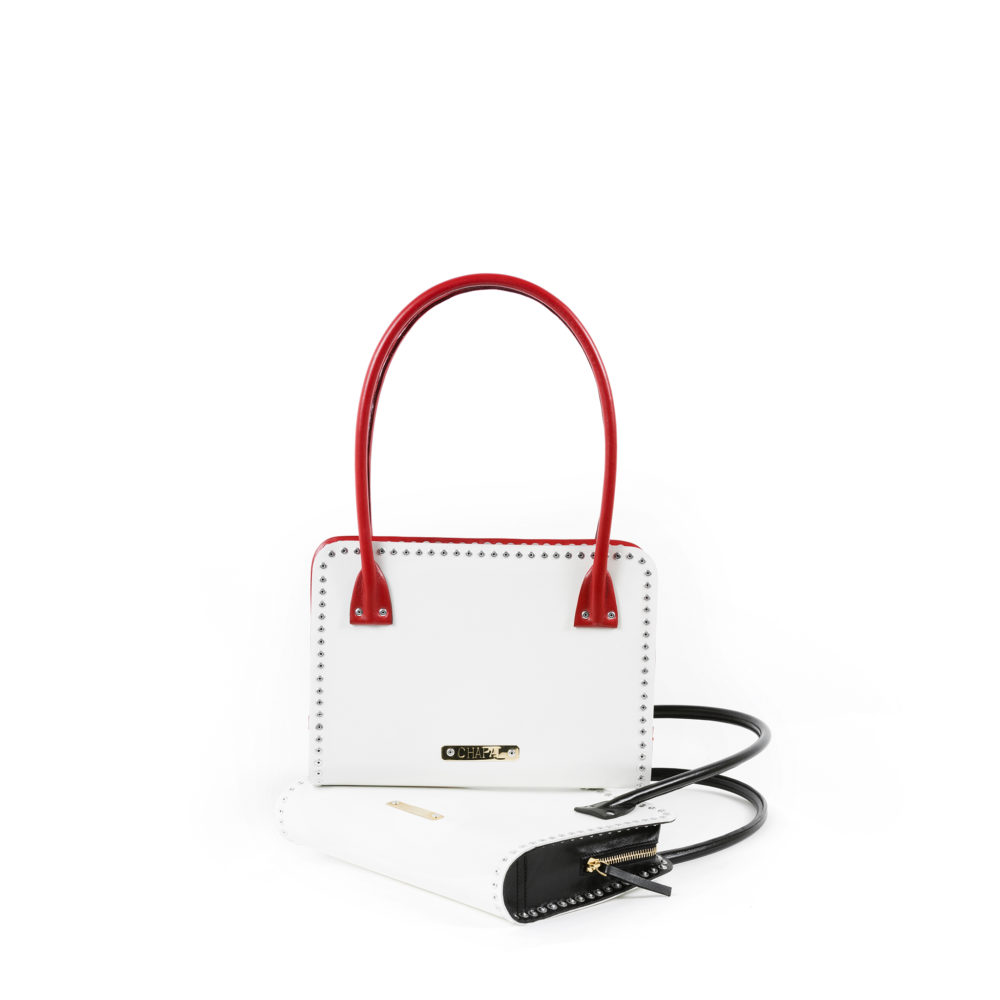 Sac de Soirée Carpart - Aluminium et cuir glacé - Couleurs noir et rouge