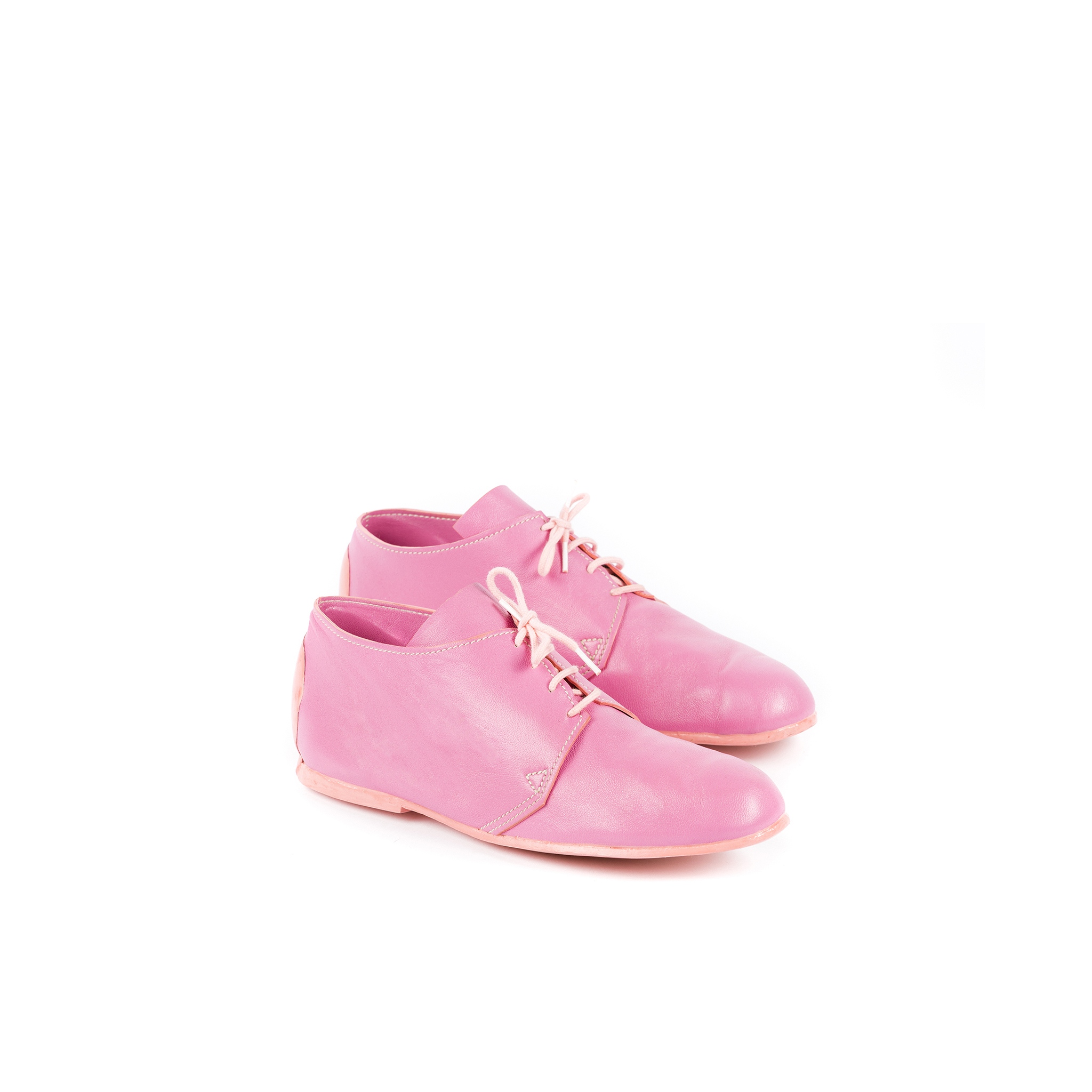 Chaussures Derby Titi - Cuir glacé - Couleur rose