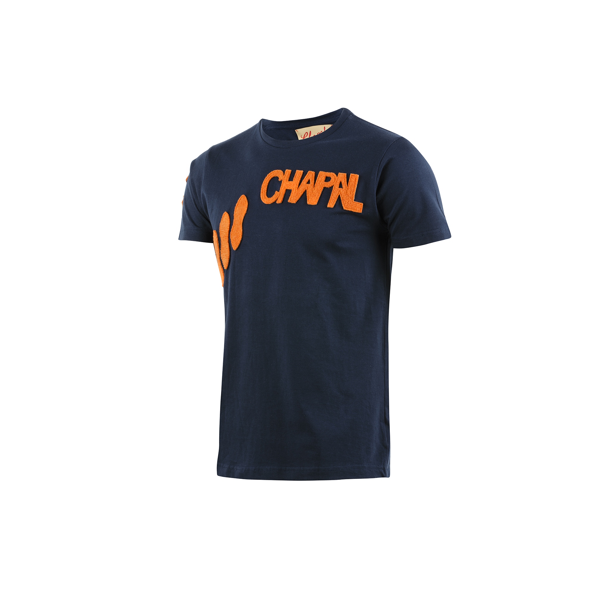 T-shirt Apostrophe - Cotton jersey and wool - Blue and orange colors
