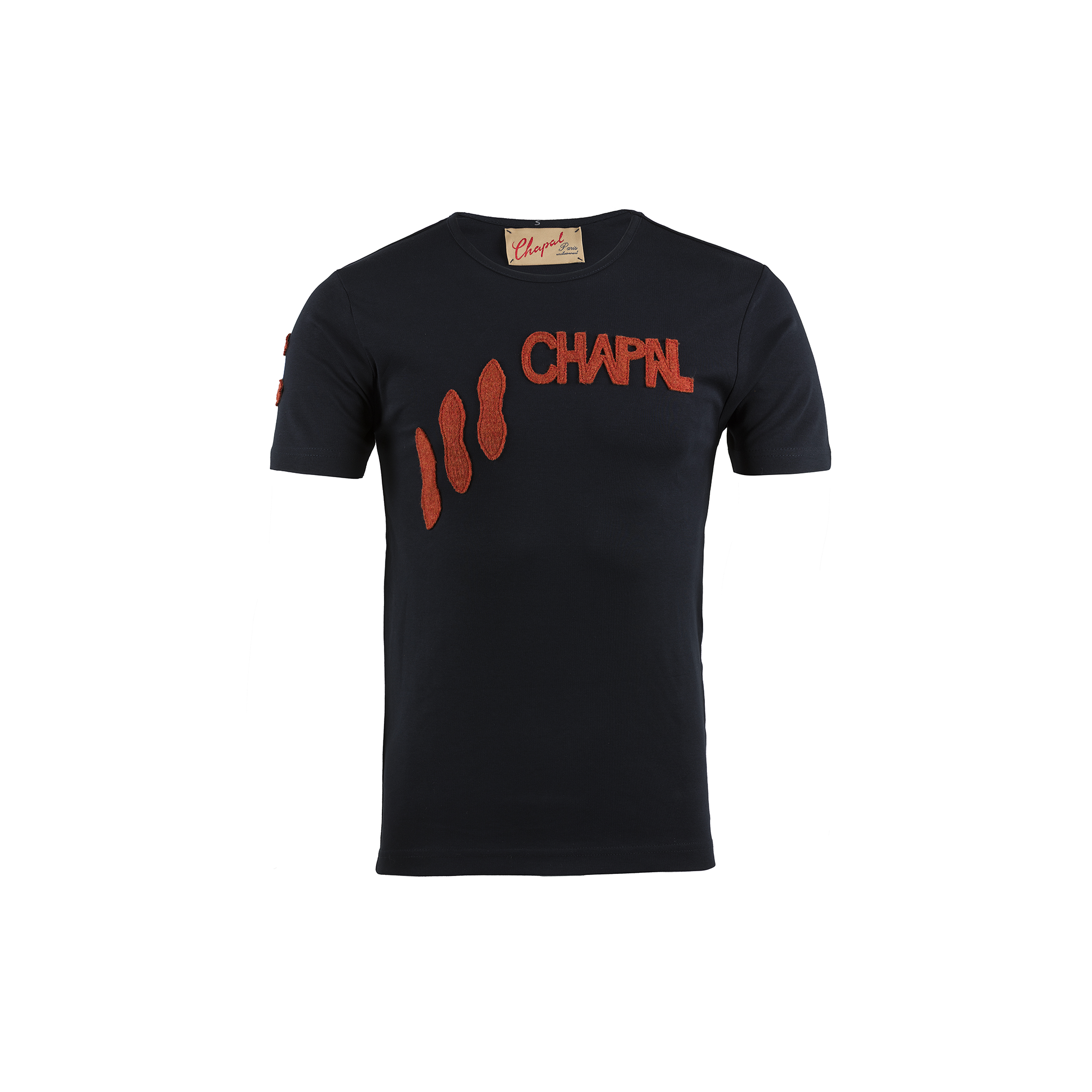 T-shirt Apostrophe - Jersey de coton et laine - Couleurs noir et rouille