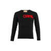 T-shirt Lettres Manches Longues - Jersey de coton et laine - Couleurs noir et rouge