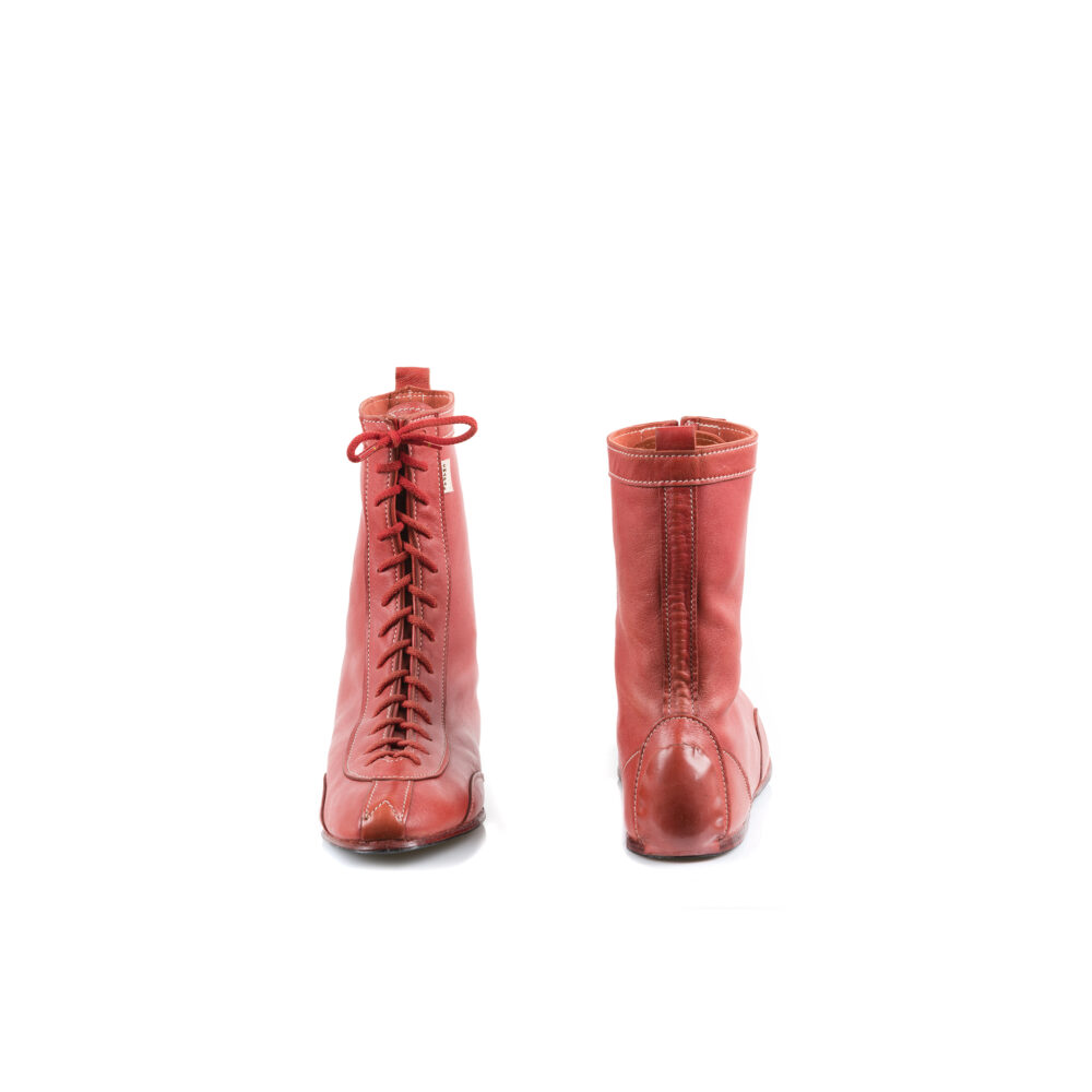 Pilot 60's Boots - Glossy leather - Red color