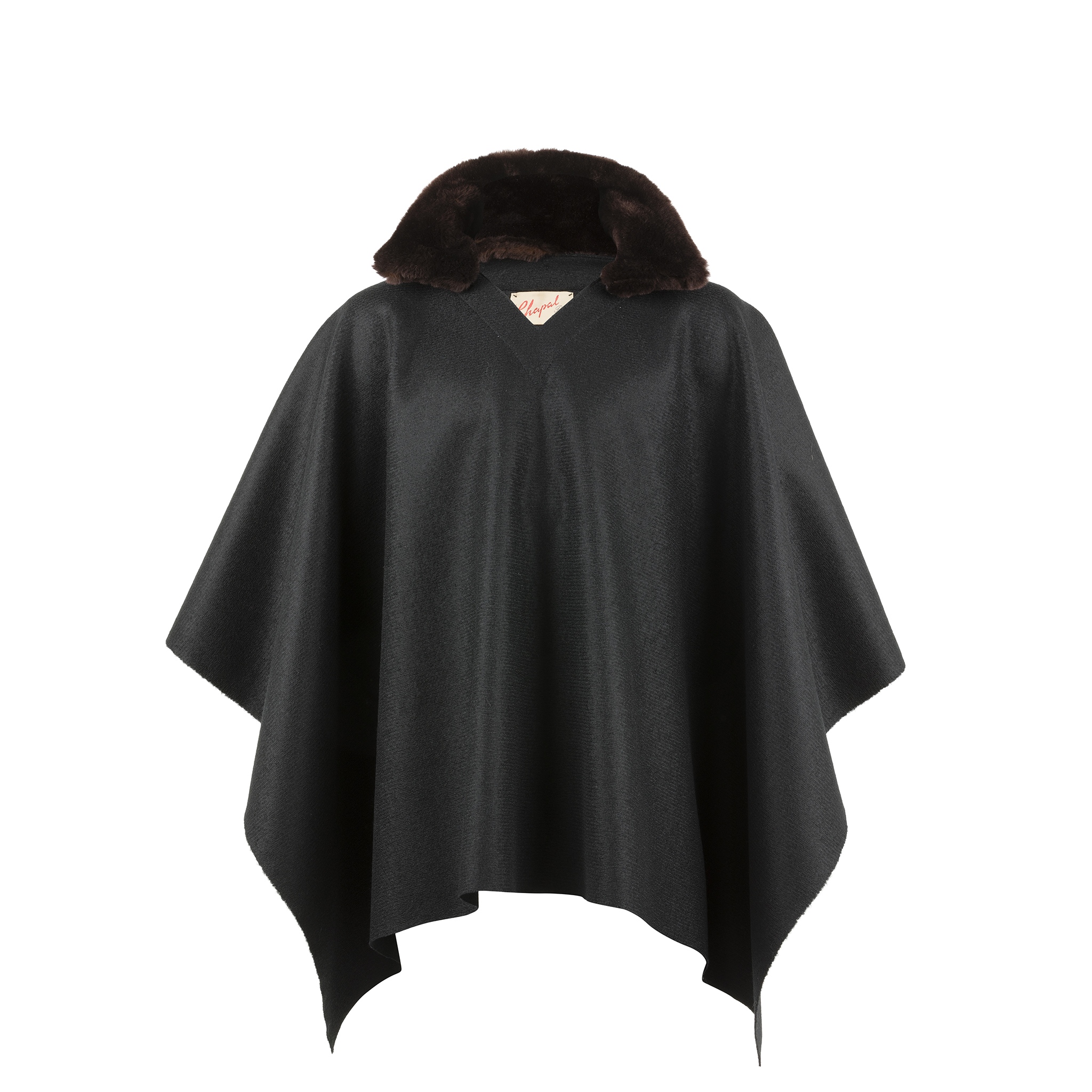 Poncho - Merino wool - Black color