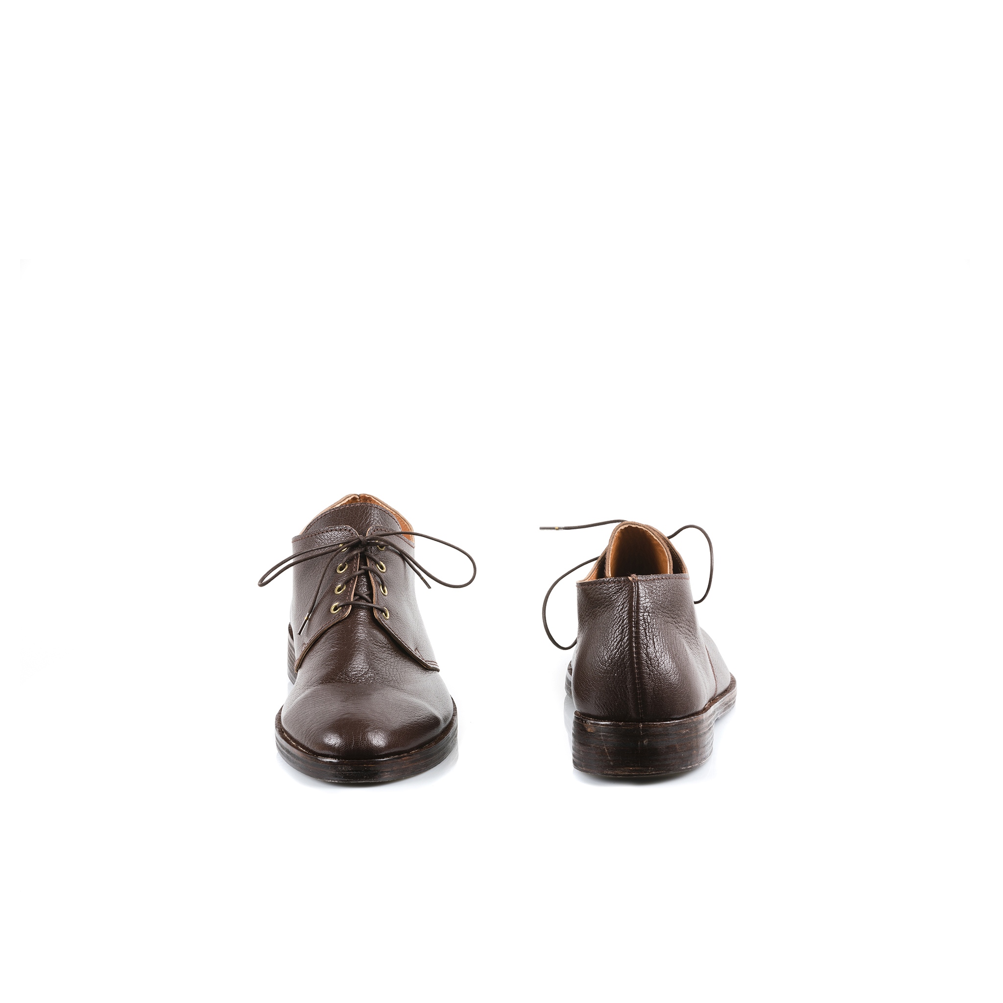 Simone Derby Shoes - Glossy leather - Brown color