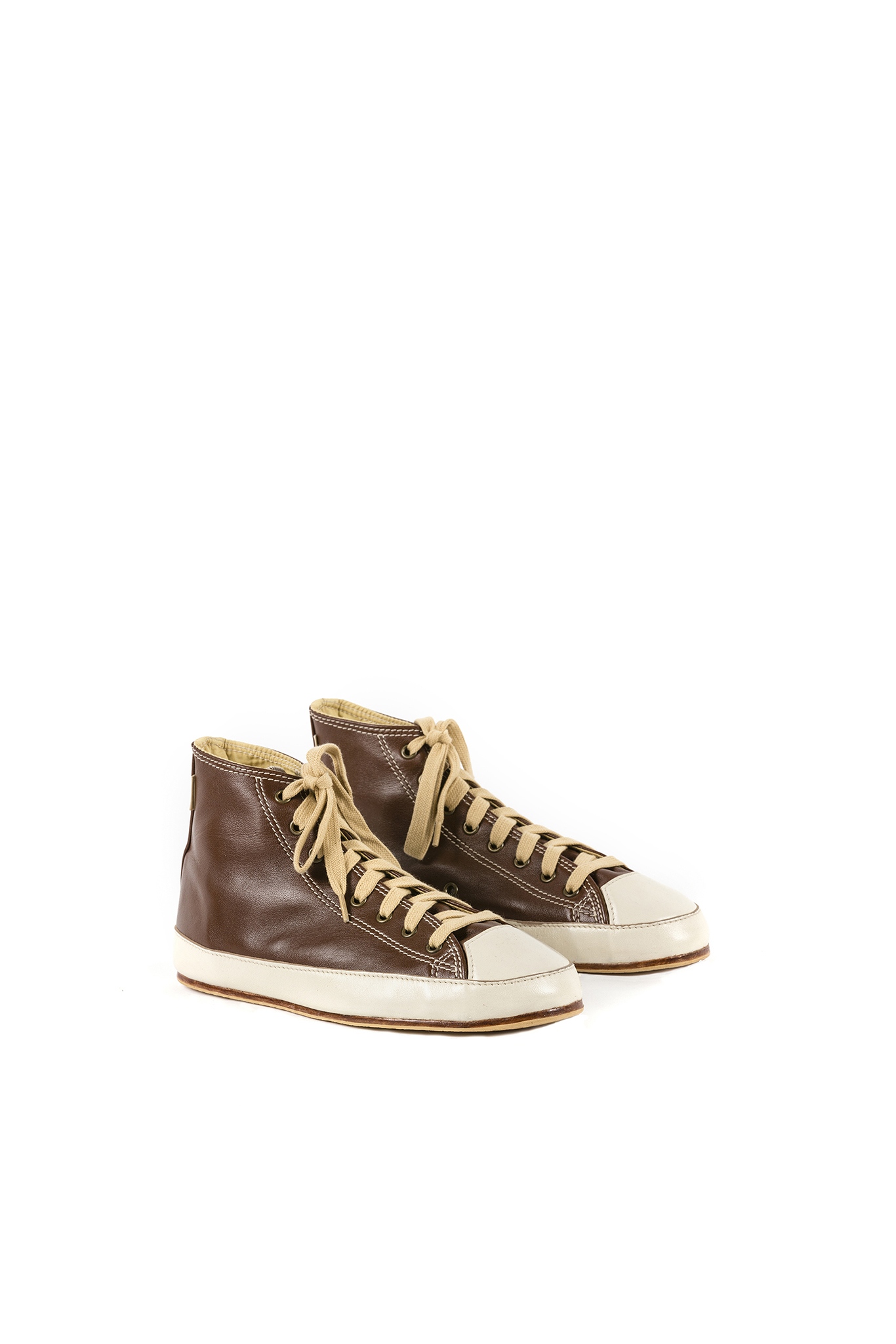 High Sneakers - Glossy leather - Brown color