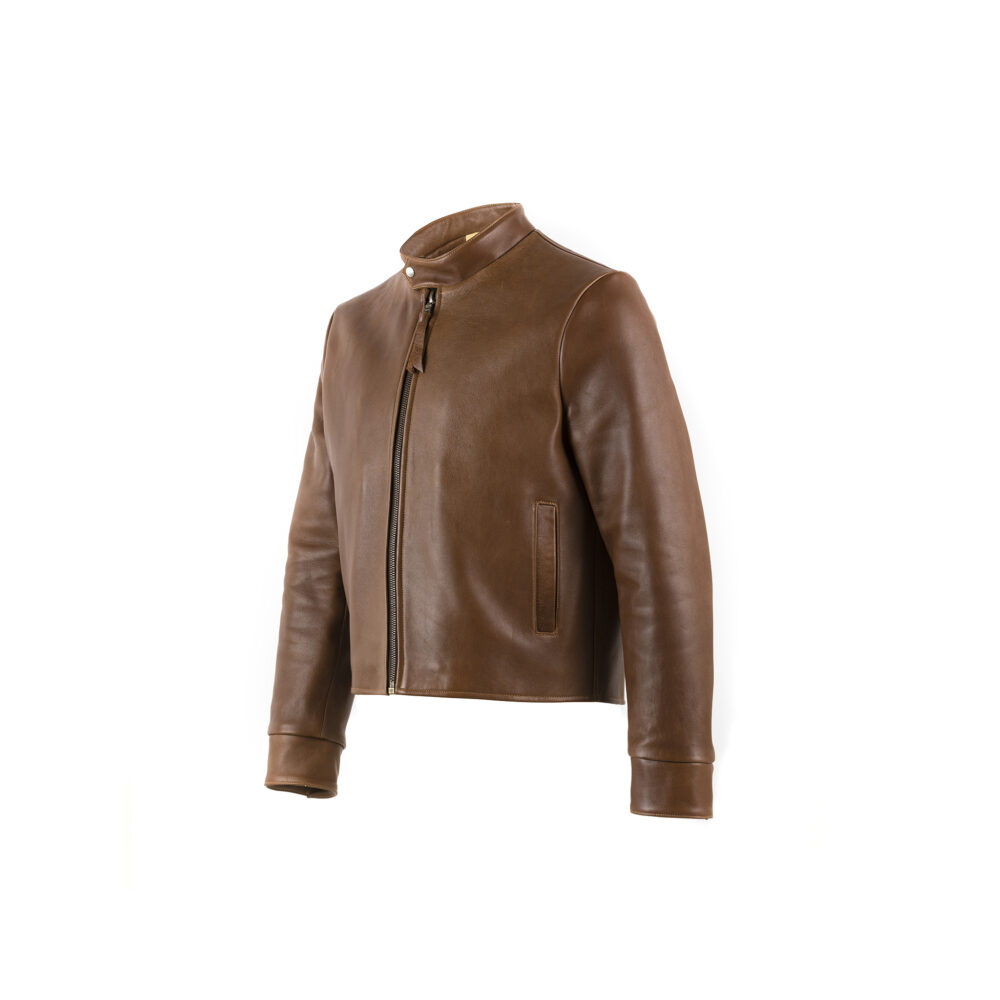 Blouson Anglais - Glossy leather - Toasted bread irregular shade color