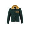 Cardigan gold fur collar - Merino wool - Green color