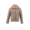 Cardigan - Gold fur collar - Merino wool - Pink beige color